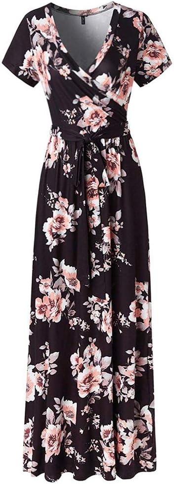 Women's Chiffon Print Bohemian Wrap Long Sleeve Maxi Dress