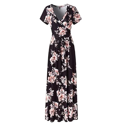 TOTOD Women Floral V Neck Long Dress Bohemian Wrap Bahrain | Ubuy