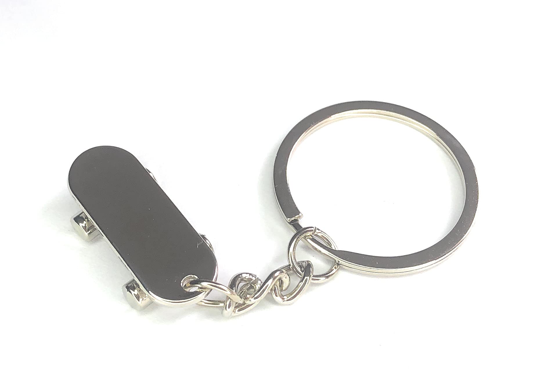 FizzyButton Gifts Skateboard Keyring Key Ring with Silver Tone Charm and Silver Tone Keychain - Movable Wheels