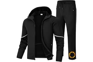 BGOWATU Men's Fleece Lined Tracksuits Set Jacket Hoodie Sweatsuit Running Sport Pants Outfits for Men with Zipper Pockets