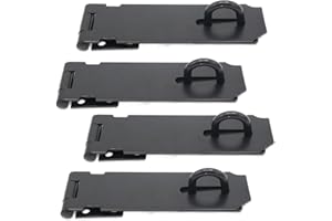 Joyangy 4-Pack 5 Inch Heavy Duty Stainless Steel Padlock Hasp, Black Door Lock Hasp Latch, Security Gate Lock Latches with Screws, Ideal for Outdoor Gates, Sheds, Cabinets, and Drawers