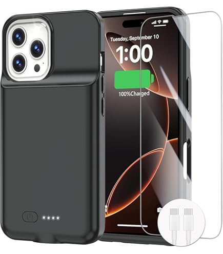 Amazon.com: Battery Case for iPhone 16 Pro, 10000mAh Battery Pack