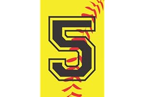 5 Journal: A Softball Jersey Number #5 Five Notebook For Writing And Notes: Great Personalized Gift For All Players, Coaches, And Fans (Yellow Red Black Ball Print)