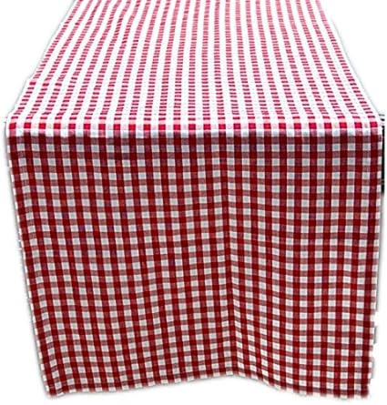 Zeitlose Tischdecke Tischläufer 50x170 cm Eckig Tischband Rot Weiß