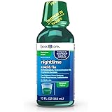Amazon Basic Care Nighttime Cold & Flu Relief, Pain Reliever, Fever Reducer, Cough Suppressant & Antihistamine, 12 Fluid Ounc