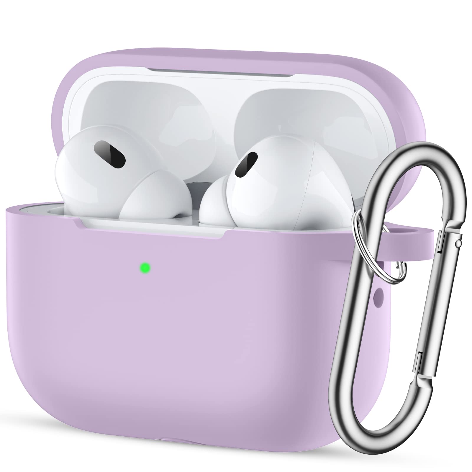 Easuny for AirPods Pro 2nd/1st Generation Case(2022/2019) - Full Body Protective Cover Compatible with New Apple AirPods Pro 2, Shockproof Silicone Case with Carabiner [Front LED Visible], Lavender