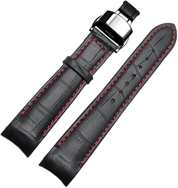 Watch Straps Curved End Men's Watchband Straps Genuine Leather with