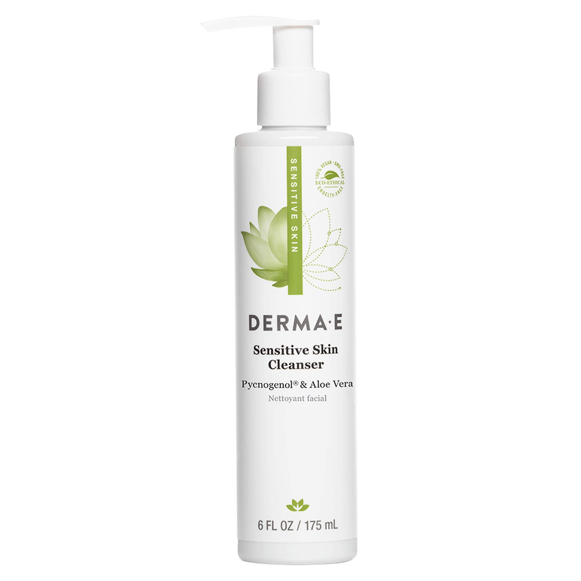 DERMA E Fragrance Free Sensitive Skin Cleanser with Pycnogenol, 6 Oz