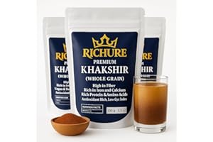 RICHURE Premium Quality Brown Teff (Khakshir) Whole Grain – Gluten-Free, Vegan, High Fiber, and Natural Teff Seeds for Smoothies, Beverages, and Baking (Food-Grade)
