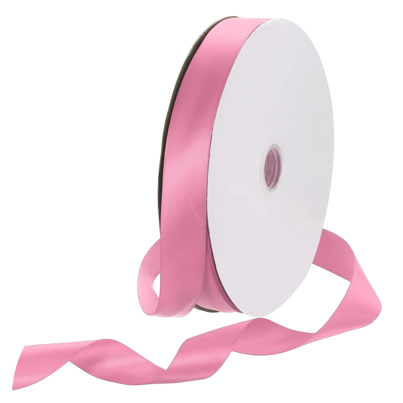 Rebower 25mm Satin Ribbon 91m Thick Double Face Grosgrain Silk Ribbon, [for Gift Wrapping, Hair Bows, Wedding, Cake, Flower] - 100 Yard/300ft/ Pink