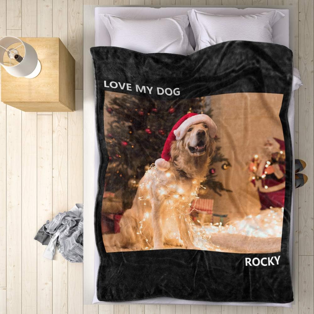 VEELU Fotodecke mit Eigenem Foto Name Super Weich - Decke Selbst Gestalten Bedrucken Lassen