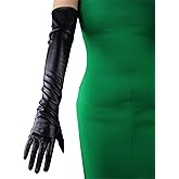 DooWay Long Leather Gloves Women 24" Faux Lambskin Stretch Opera Party Gloves