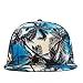 Connectyle Vintage Coconut Palm Tree Print Fitted Flat Bill Hats Fashion Cool Snapback Hip Hop Cap Hat Blue