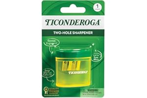 Ticonderoga Two-Hole Pencil Sharpener, Yellow and Green, 1 Count