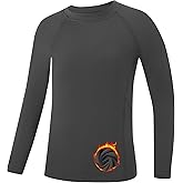 Runhit Youth Boys Compression Thermal Shirt Long Sleeve Fleece Base Layer Undershirt for Football Baseball Soccer Basketball