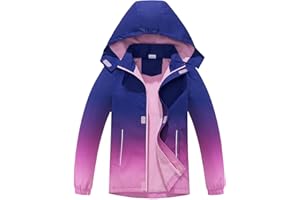 MGEOY Boys Girls Rain Jackets Lightweight Waterproof Hooded Raincoats Windbreakers for Kids 4-14Y