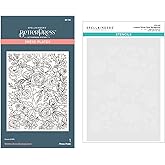 Spellbinders BD-0879 Winter Rose Background BetterPress and Stencil Bundle from the Handmade Holidays Collection