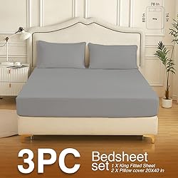 Cottonople 3 Piece King Size Fitted Sheets Set-120