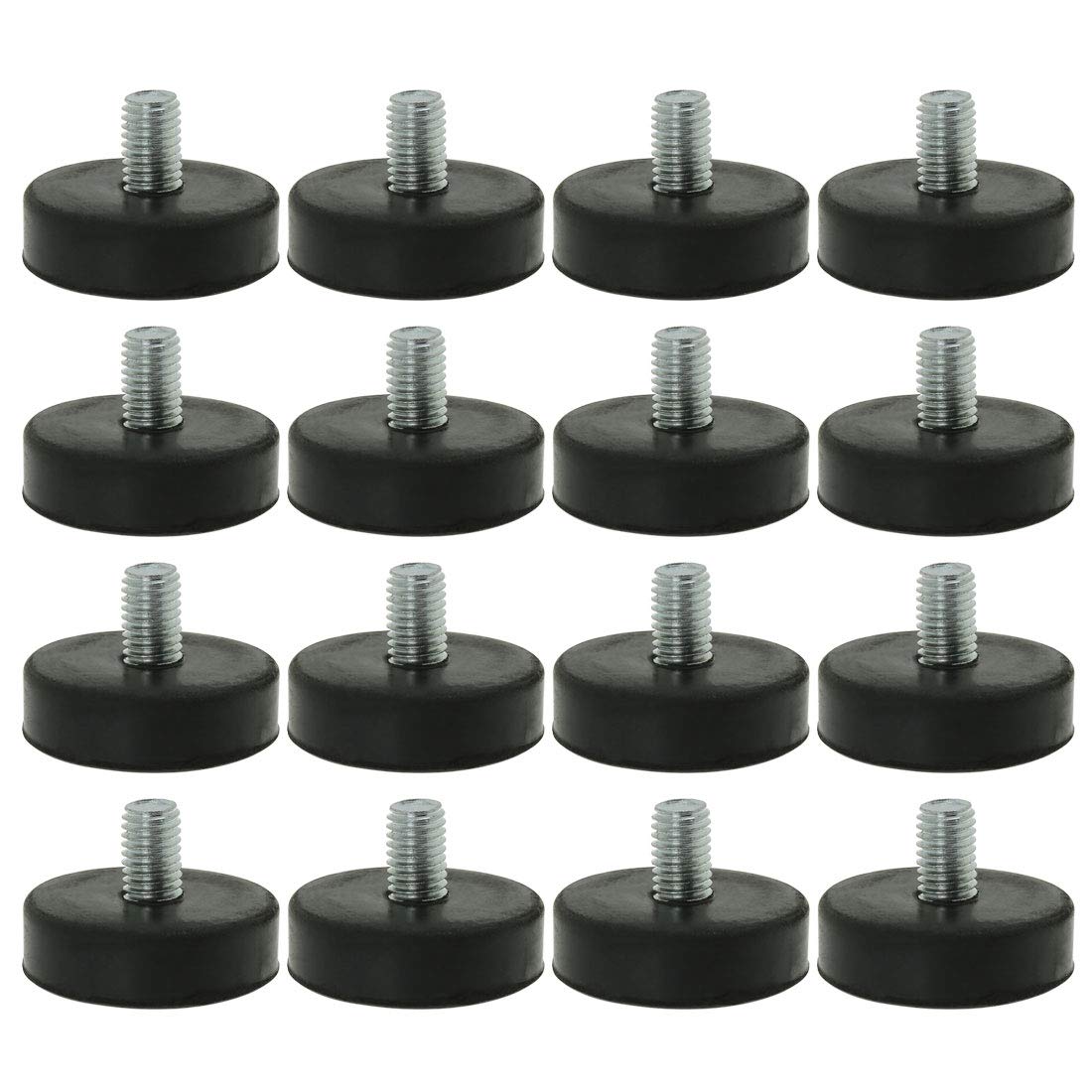 Sourcingmap M10 x 15 x 43mm Leveling Feet Adjustable Leveler Floor Protector Round Base for Furniture Chair Table Leg 16 Pack