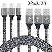 Sundix 3 Pack 3FT Nylon Braided Lightning to USB Cable Fast Sync Charging Cord Cable for iPhone 7, 7Plus, 6s, 6, 6Plus, 6sPlus, iPhone 5s 5 5c SE, iPad, iPod and More