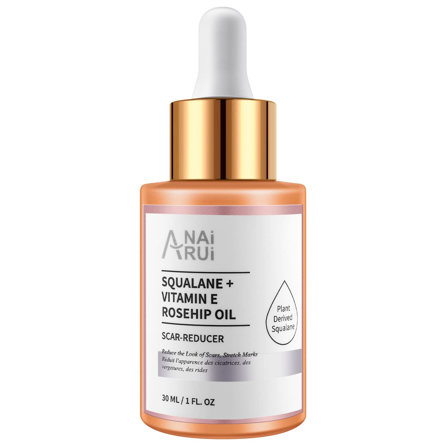 ANAiRUi Rosehip Oil For Face - Cold Pressed, Vegan with Vitamin E & Squalane - Hydrating, Nourishing, Anti aging, Face Oil for Skin, Body, Hair, Nail, 30ml