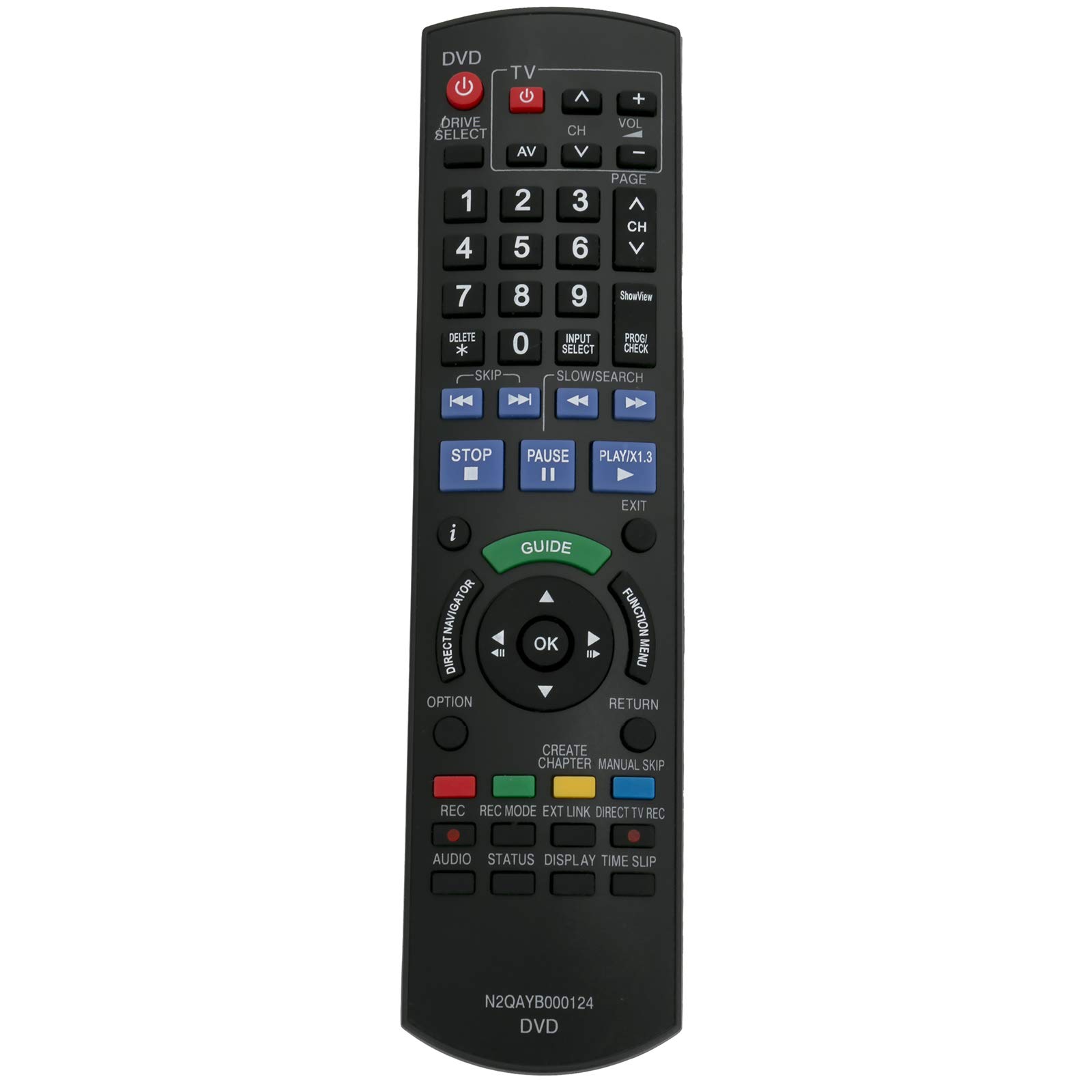 VINABTY N2QAYB000124 Replacement Remote Fit for Panasonic DVD Recorder DMR-EH575 DMR-EH585 DMR-EH675 DMR-EH770