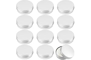 Opvixi Tins 12 Pack, 2 Ounce Salve Tins with Lids, Small Metal Aluminum Tin Jar Refillable Containers, Round Tin Travel Cosmetic Containers with Screw Lids, Tin Can for Salve, Balm, Lip Balm, Cream