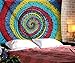The Indian Craft Colorful Psychedelic Mandala Tapestry - Tie Dye Bohemian Wall Hanging Elephant Tapestries Hippie Wall Decor Twin Size Bedding - Multicolor - 84 X 54 Inches
