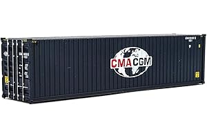 Walthers SceneMaster HO Scale Model of CMA-CGM (Blue, White, Red) 40' Hi Cube Corrugated Side Container