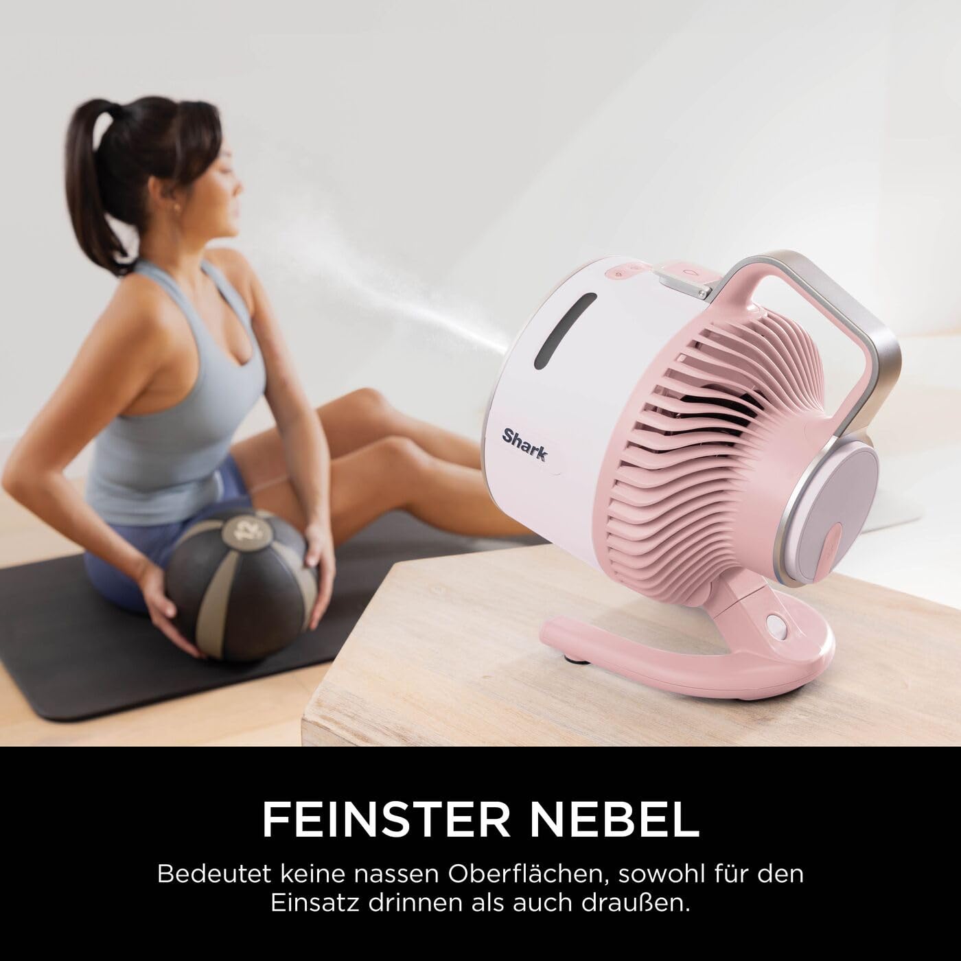 Shark FlexBreeze HydroGo Starker Ventilator mit Sprühnebel, Kühlung für drinnen & draußen, leise & langlebig, kabelgebunden & kabellos, kompakt & leicht, 5 Geschwindigkeiten, Quartz FA050EUPK 3