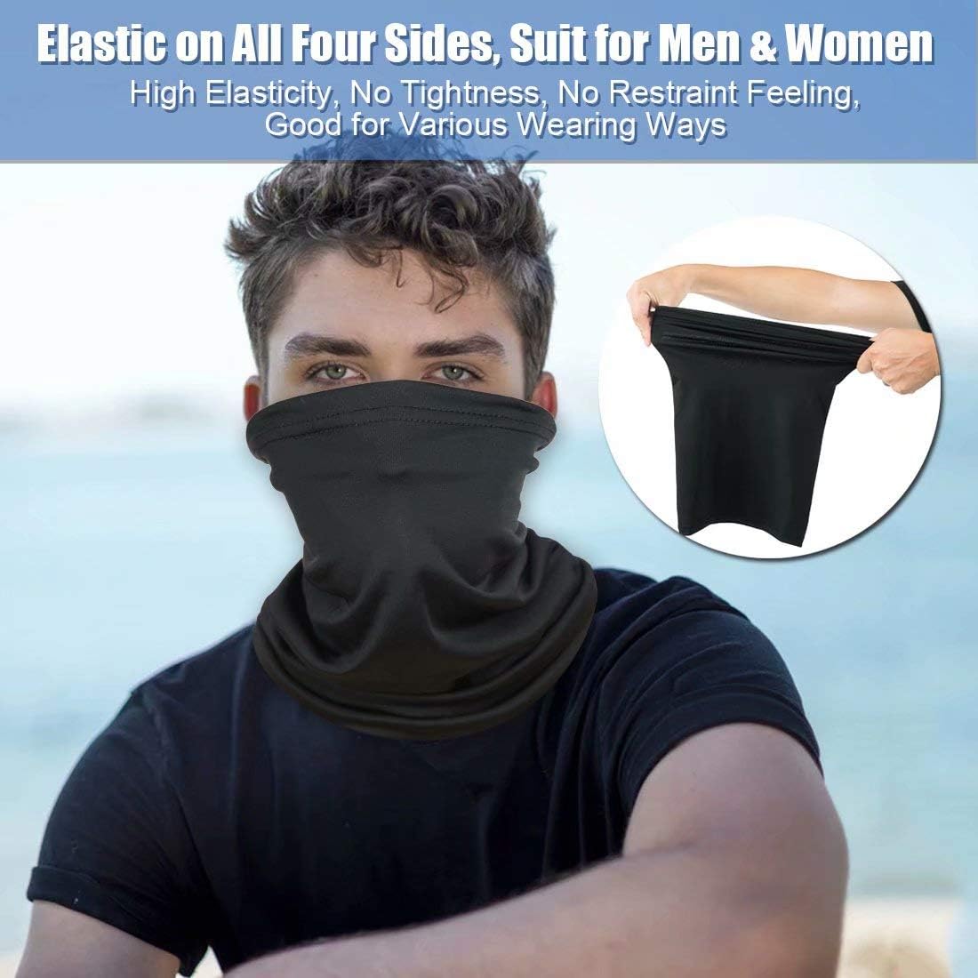 [6 Pack] Unisex Sun UV Protection Face Bandana, Reusable Washable Fabric Cloth Half Mask Scarf for Cycling Motorcycle Hiking, Breathable Neck Gaiter Balaclava Headwear for Men Women-4 at  Men’s Clothing store