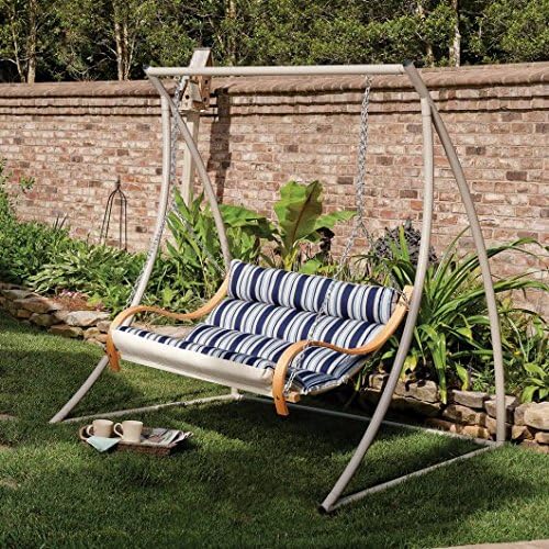 Hatteras Hammocks Deluxe Cushioned Double Swing - Hamptons Summer Stripe