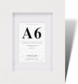 Fabian Clarke London A6 White Wood Photo Frame with Mount and Glass