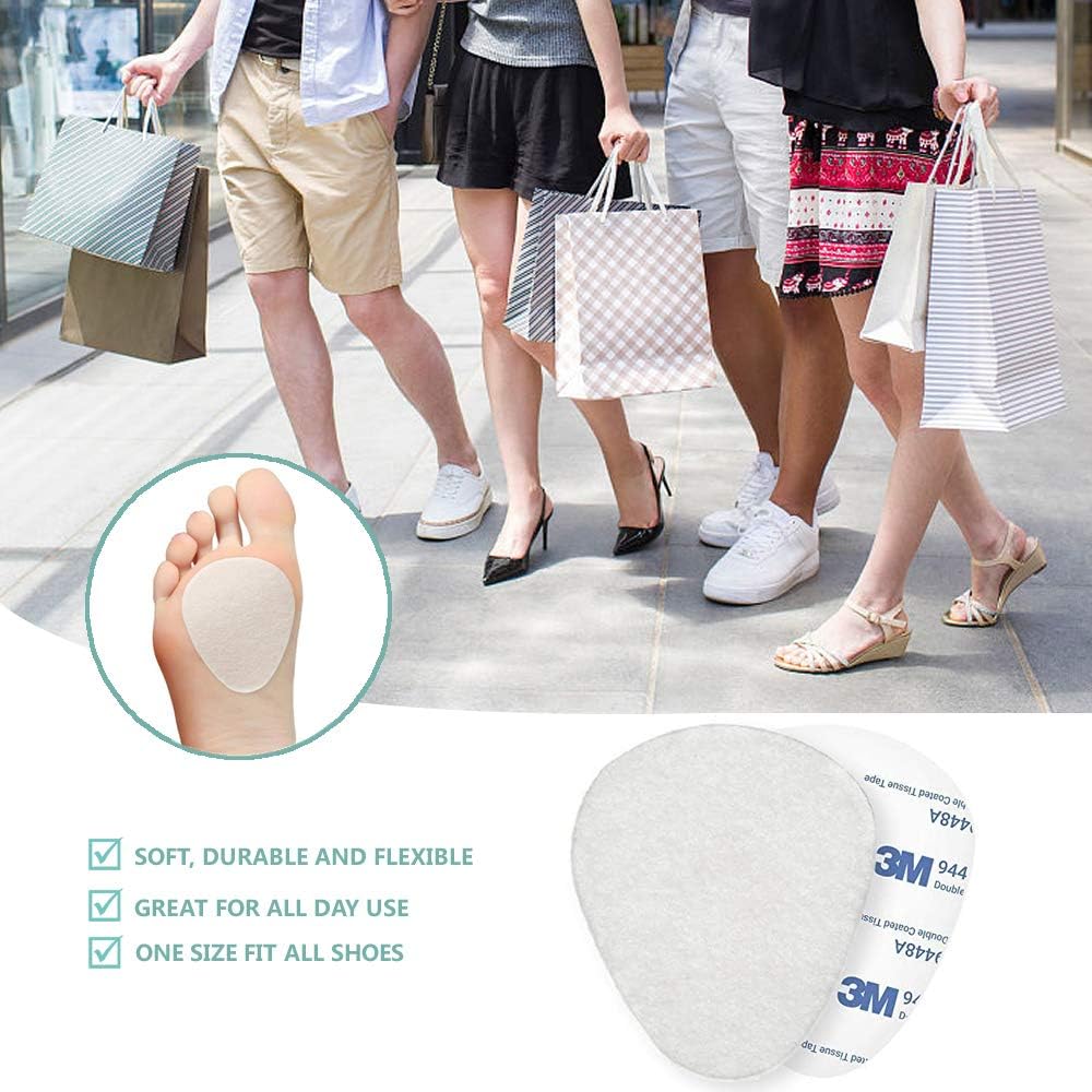 Temiart Felt Metatarsal Pads (1/4" Thick- 6Pack) Ball of Foot Cushions for Women & Men Foot Pain Relief: Health & Personal Care