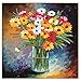 Egoshop Ribbon Embroidery Kit Oil Painting Bouquet DIY Wall Decor Stamp Embroidery kit No Frame Oil Painting Bouquet