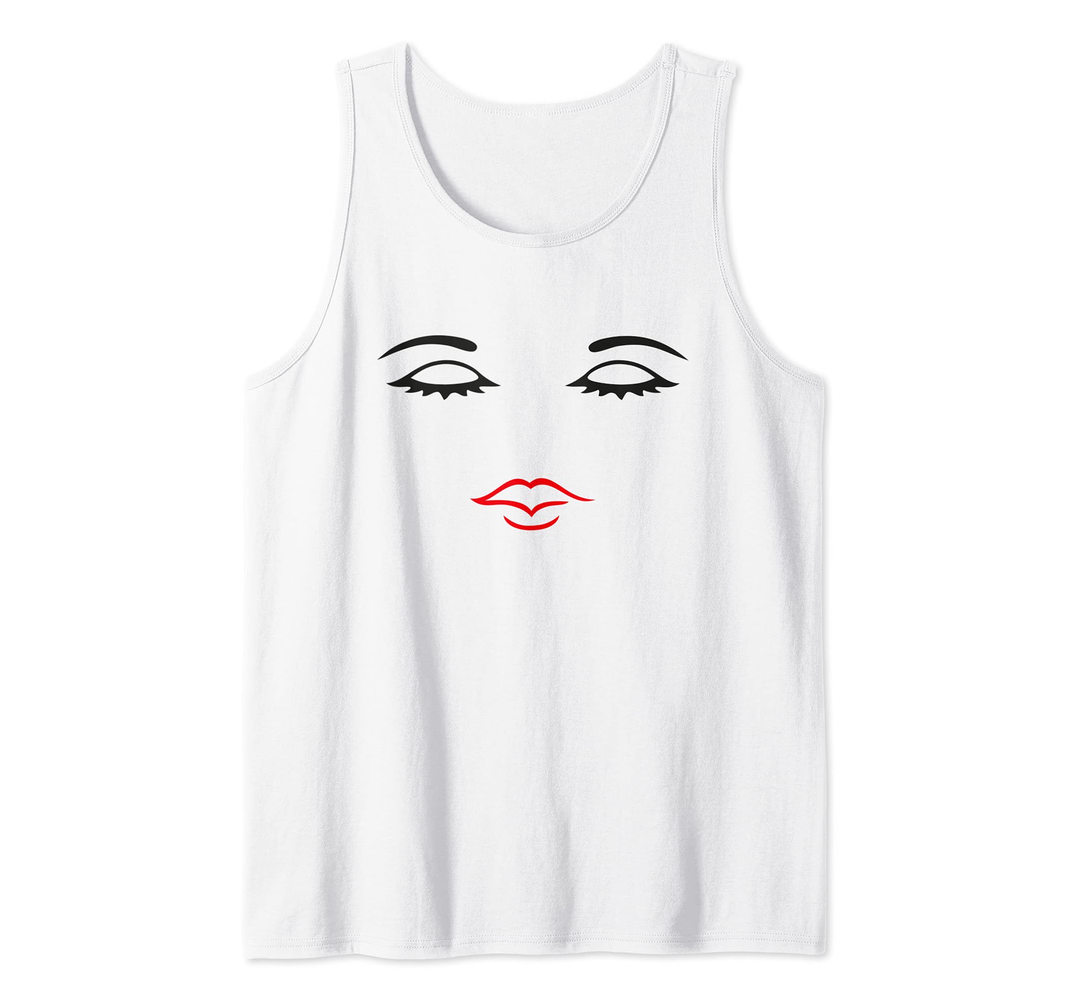 Sleeping Eyes with Eyelashes and red Mouth Gift Idea Tank Top