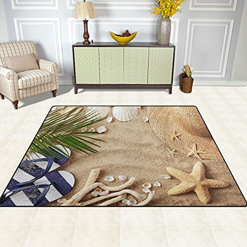 ALAZA-Sandbeach-Starfish-Shell-Tropical-Area-Rug-Rugs-for-Living-Room-Bedroom-7-x-5 ALAZA Sandbeach Starfish Shell Tropical Area Rug Rugs for Living Room Bedroom 7' x 5'