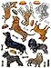 5 Sheet Dog and 1 Sheet Cat (6 Sheet/Pack) Self-Adhesive Glitter Metallic Foil Reflective Decorative Scrapbook Sticker for Photo Card Diary Album- Size 4 X 5.25