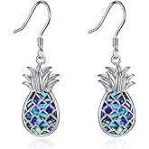 Pineapple Earrings Sterling Silver Abalone Shell Pineapple Dangle Drop Earrings Gifts for Women Jewelry