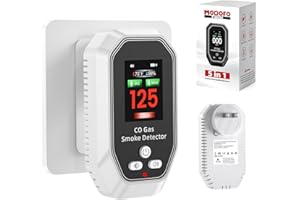6-in-1 Portable Carbon Monoxide Detectors Plug in, Smoke and Carbon Monoxide Detector with Built-in Battery, Natural Gas Leak
