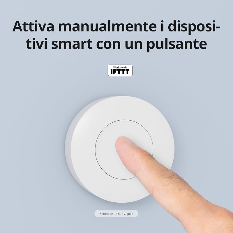 Zigbee Mini Interruttore Smart, SNZB-01P Interruttore Touch Luce, Pulsante di Controllo Multifunzionale a 3 Vie per Dispositivi Domestici Intelligenti, Compatibile con Alexa, IFTTT