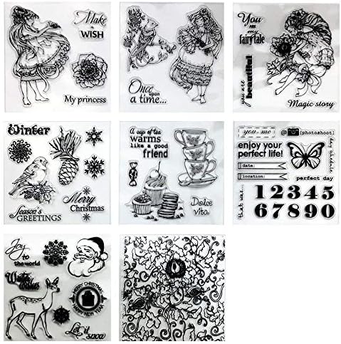 Hyamass Pack of 8 Sheets Mix Style Journaling Planner Clear Rubber Stamp for Card Making Decoration and Scrapbooking