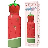 SIPPYBUDS Meet the Strawberry Delight Water Bottle - Insulated with Strawberry Design for Enthusiasts - Stainless Steel Water Bottle with Leak Proof Design - 16oz