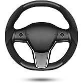 Shademax Custom-Fit for Tesla Steering Wheel Cover, Tesla Model Y 2020-2025 /Model 3 2017-2023Suede Steering Wheel Cover Protector, Non-Slip, Model Y/3 Accessories (Black)