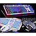 LexonElec@ Technology Keyboard Mouse Combo Gamer Wired Rainbow LED Backlit Metal Pro Gaming Keyboard + 2400DPI 6 Buttons Mouse + Mouse Pad for Laptop PC (White & Rainbow Backlit Pattern Mouse)