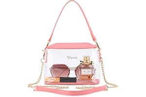 Sluxa Clear purses for women stadium，Fashion clear bag stadium approved，Pink Square clear bag stadium approved for women.
