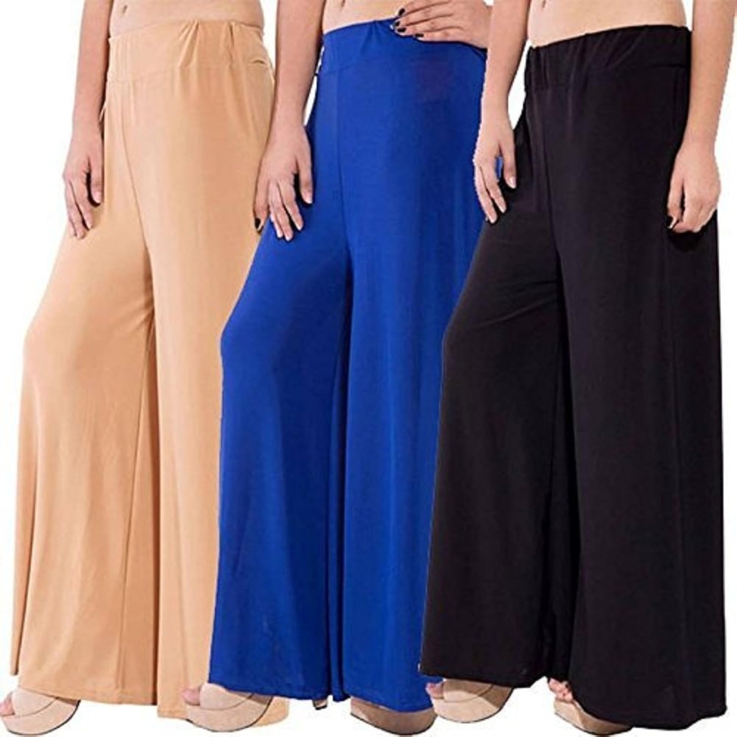rooliums brand factory outlet women's trendy and stylish malai lycra palazzo (pack of 3) free size