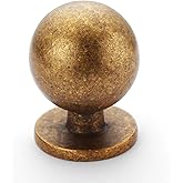 Amerdeco 10 Pack Antique Brass Cabinet Knobs Single Hole Cabinet Pulls 1 Inch Diameter Round Drawer Knobs and Pulls for Bathr