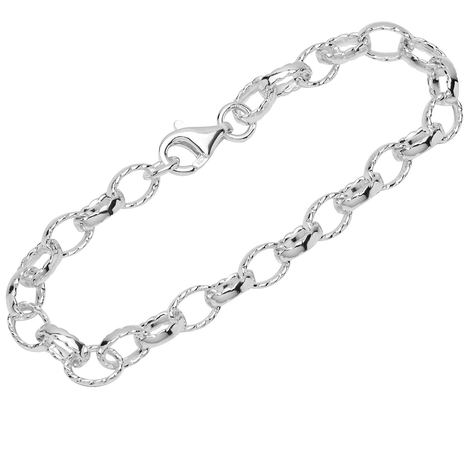 NKlaus bracelet 925 Sterling Silver 19cm pea necklace oval, wide unisex designer bracelet 12073