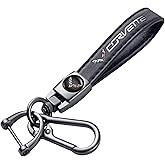 TACOMA Genuine Leather Car Key Chain for Corvette C4 C6 C5 C7 C8 Z06 KeyChain for Men and Women Family Present Key Ring Accessories Black